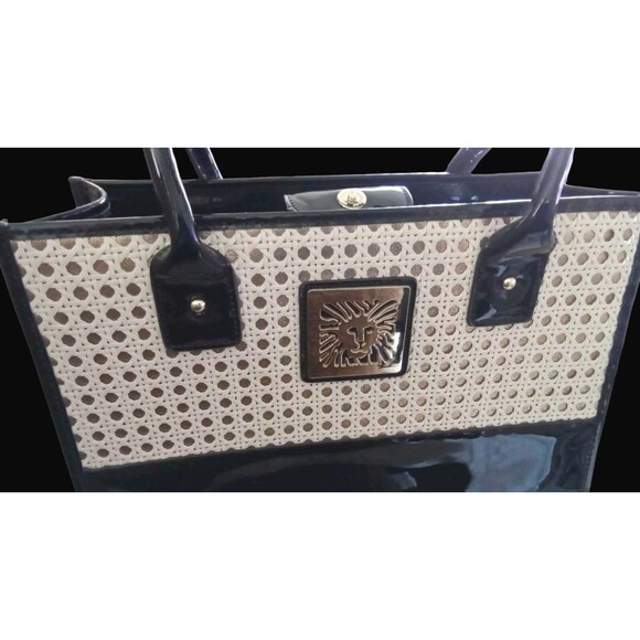 VINTAGE ANNE KLEIN SATCHEL BLACK POCKETS SNAP CLOSURE - Picture 2 of 12